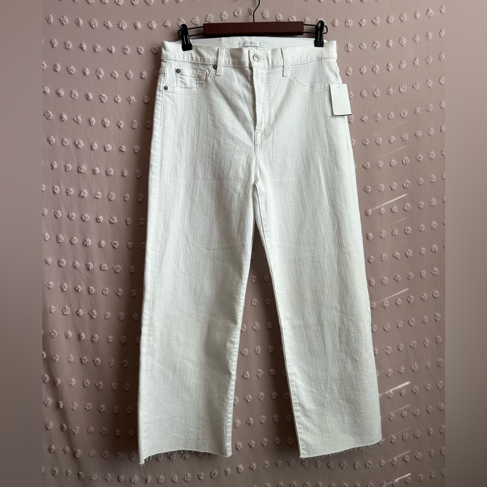 NWT 7 for All Mankind Alexa Cropped Trouser Jean Wide Leg Sz 31 White
